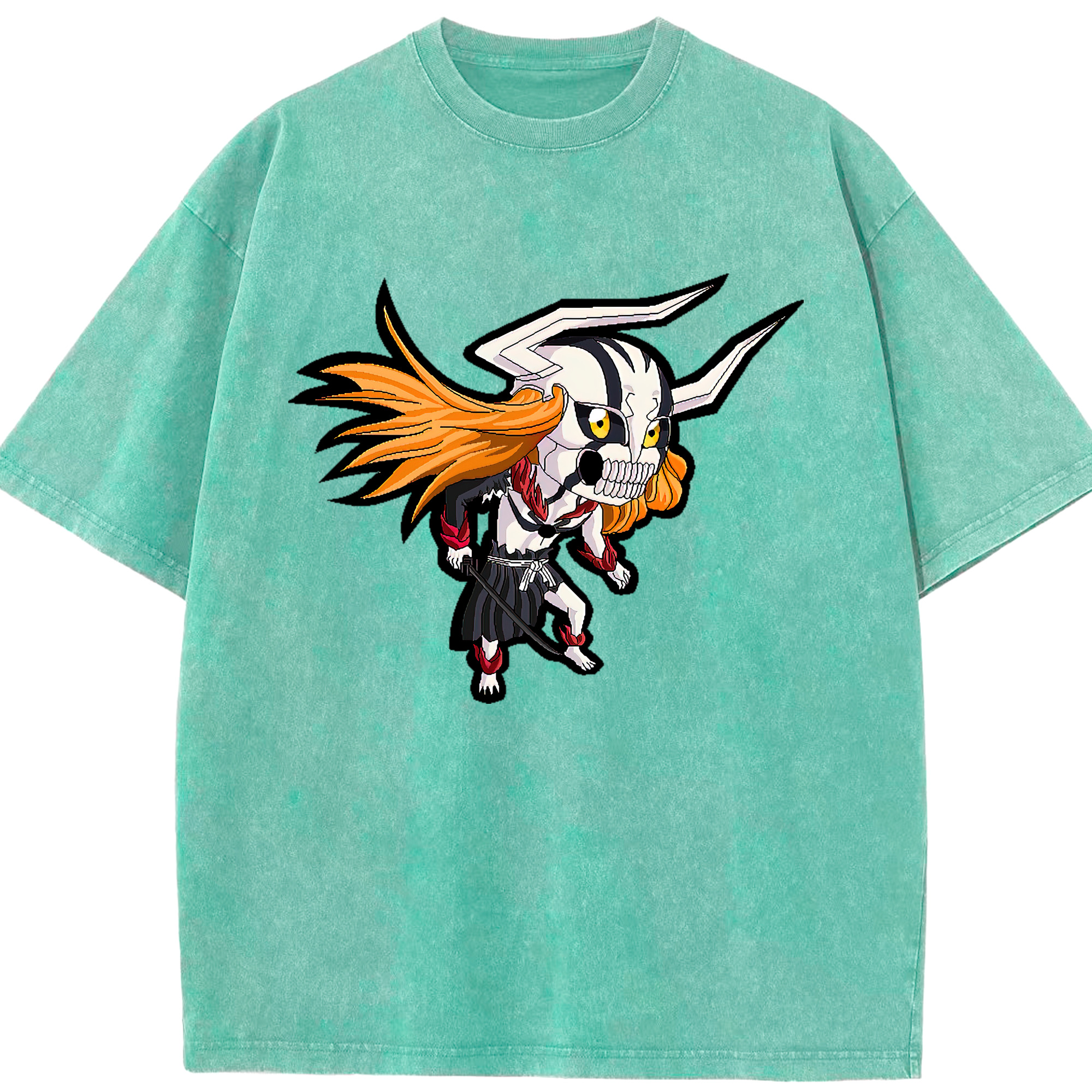 （画像用） ブリーチ 黒崎一護（くろさき いちご）BLEACH Kurosaki Ichigo 綿100% ヴィンテージ風 半袖Tシャツ（フロントプリント）